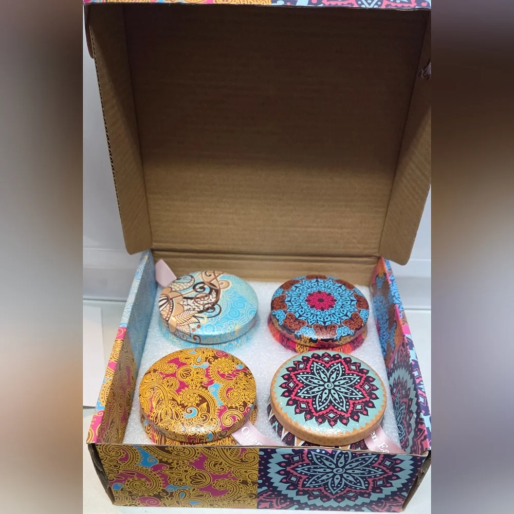 Giftset Candle Set Of 4 Aromatherapy Mandala Tins Soy Wax Candle